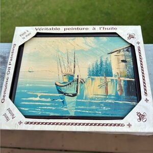 Original Oil Painting in Original Packaging Boat at Dock